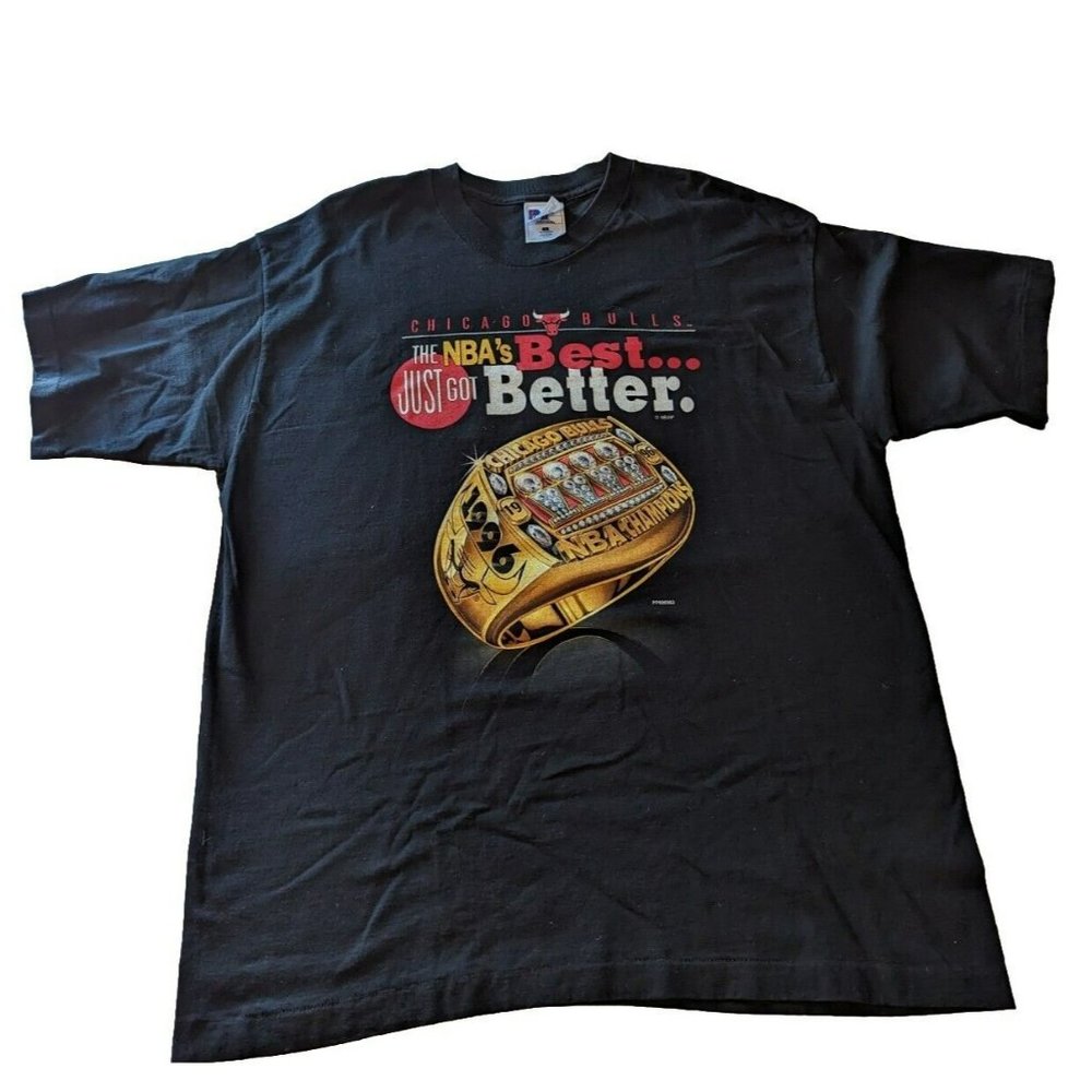 * Vtg Chicago Bulls '96 Championship Ring T-Shirt Size XL NBA's Best